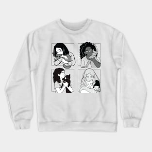 Cute girls and cats Crewneck Sweatshirt